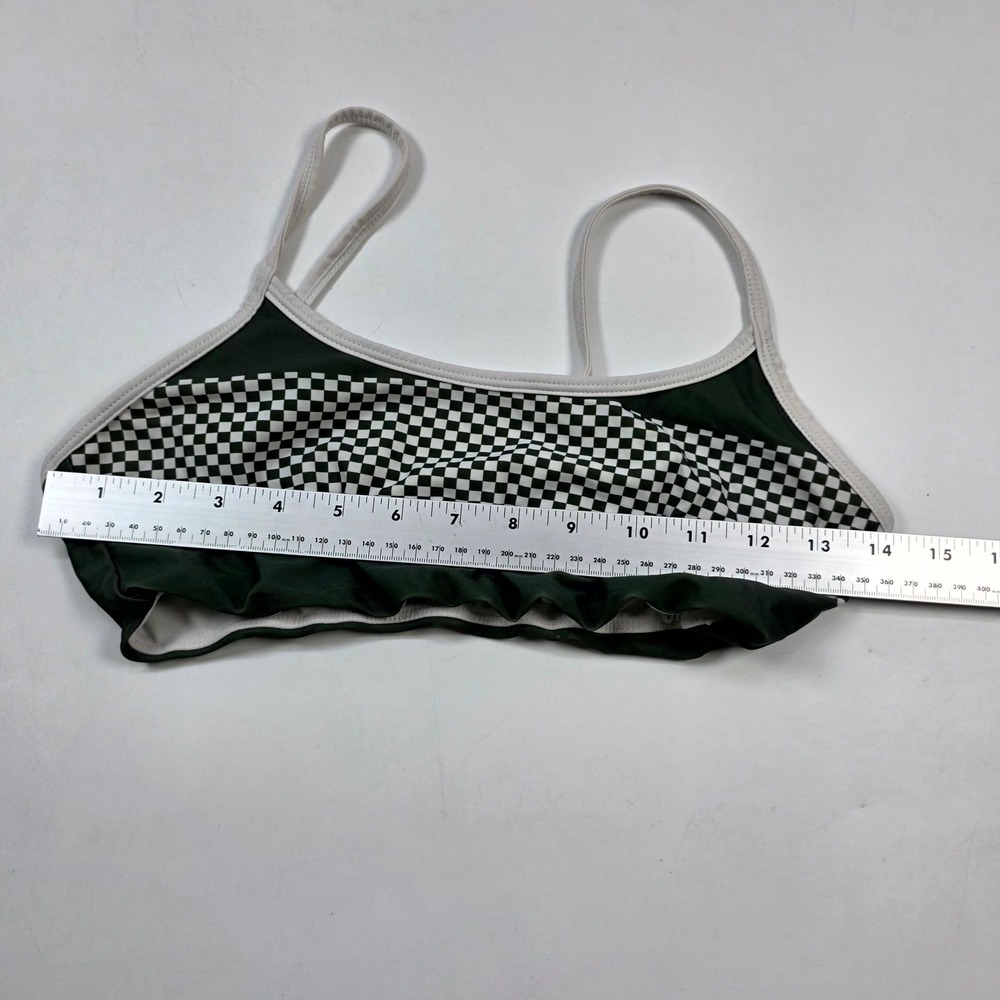 Tangerine Bikini Top Womens M Green Checkered Sporty Swimwear Beach Adjustable - Picture 4 of 4